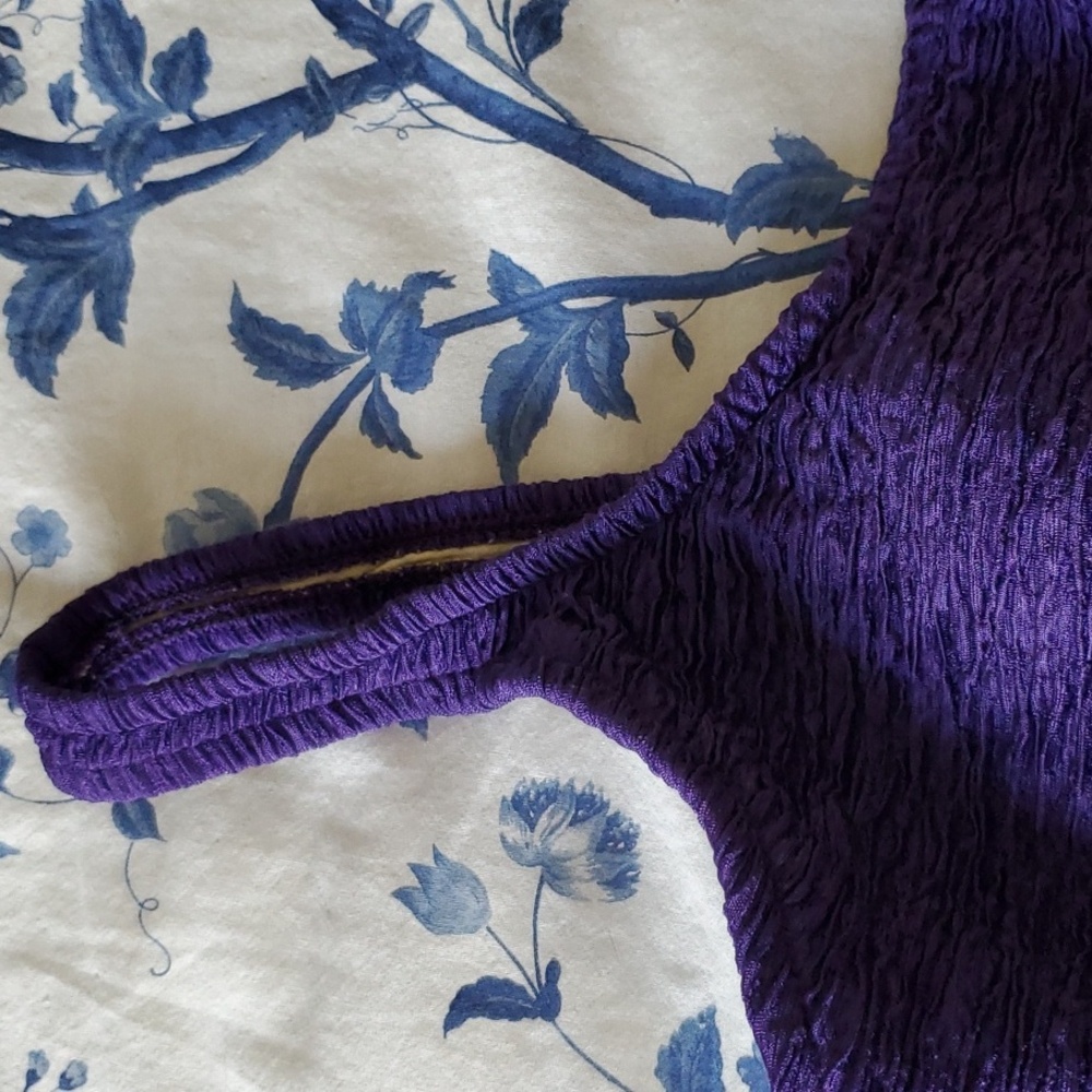 CURATED BY RUA'H KIBRIYA: Purple Ruched Chlorine-Resistant Swimsuit - Picture 3 of 5